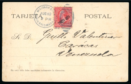 Stamp of United States » U.S. Possessions » Puerto Rico (US) » US Military Stations 1899 (Aug 10). Postcard from Ponce to Caracas (Venezuela), Military Station No. 1 duplex
