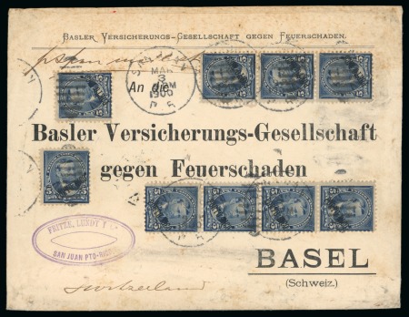 1900 (March 3). Commercial envelope from San Juan to Basel (Switzerland), bearing 1899 5c (9)