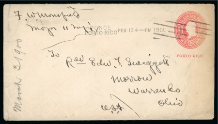 1900 (Feb 15). 2c stationery envelope to Ohio, used with Ponce automated 'Hampden' canceller