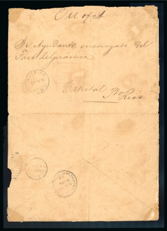 Stamp of United States » U.S. Possessions » Puerto Rico (US) » Local Issues Guanica Provisional. 1898 Cover to San Juan, with "CORREOS./POSTAL/Guanica P.R./E. U. of A."