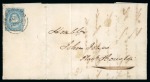 1853-55 Waterlow lithographed 4 cents <mark>blue</mark>, on cover