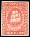 1853 Waterlow lithographed 1 cent vermilion, unused without gum