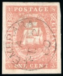 Stamp of British Guiana » 1853 Waterlow Lithographs (SG 11-21) 1853-59 Waterlow lithographed 1 cent dull red, type C, used