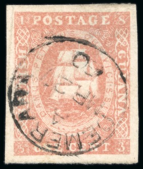 1853-59 Waterlow lithographed 1 cent dull red, type A and C, used