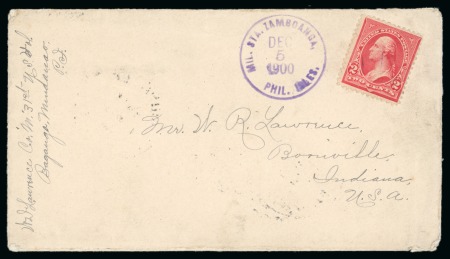 Stamp of United States » U.S. Possessions » Philippines » Military Mail and Stations 1900 (Dec 5). Soldier’s letter from Bagauga, Mindanao, Zamboanga Military Station cds (Baker C-4)