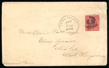 Stamp of United States » U.S. Possessions » Philippines » Military Mail and Stations 1902 (Jan). Cover addressed to West Virginia, hand carried to Angel Island, bearing Philippines 2c