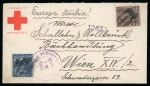 Red Cross "Humanity/Neutrality" registered envelope to Vienna, with 1899 5c and 1901 8c