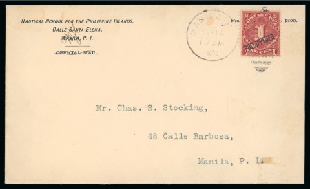 Stamp of United States » U.S. Possessions » Philippines » U.S. Administration - Regular Issues Penalty cover travelled locally at manila, franked by postage due 1c