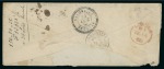 1868 (Aug. 31). Envelope (back flap missing) from Lima to the Ottoman Empire, bearing 1dinero green