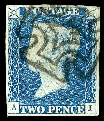 Stamp of Great Britain » 1840 2d Blue (ordered by plate number) 1840 2d. blue, AI, Pl. 1, good to large margins all
