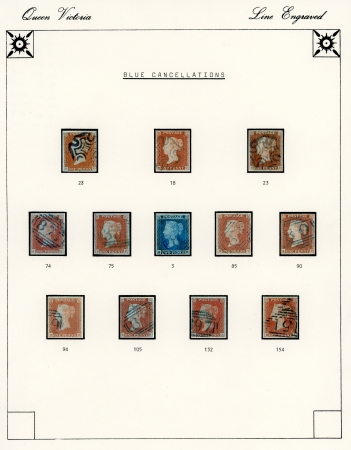 1841 used selection of blue cancels including 1d. red