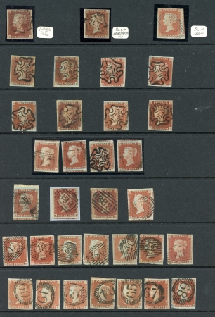 Stamp of Great Britain » 1841 1d Red 1841 1d. red, a fine used selection (33) on stock page,