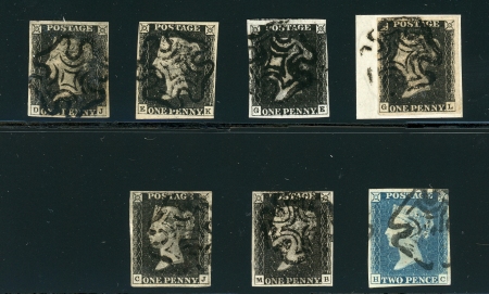 Stamp of Great Britain » 1840 1d Black and 1d Red plates 1a to 11 1840 1d. black, An unplated selection of fine used
