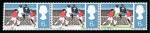 Stamp of Great Britain » Queen Elizabeth II 1966 World Cup 6d with APPLE-GREEN OMITTED (grass) in mint nh progressive strip of three