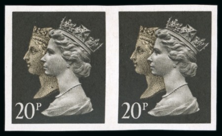 Stamp of Great Britain » Queen Elizabeth II 1990 150th Anniversary of the Penny Black 20p mint nh imperforate pair