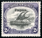 Stamp of Papua 1907 2d Black & Violet, wmk vertical, with variety DOUBLE OVERPRINT, mint nh