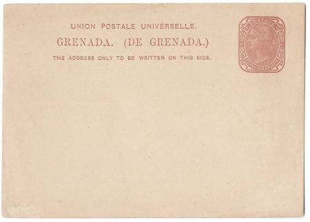 Stamp of Grenada 1891 1½d brown on buff postal card H&G2 unused