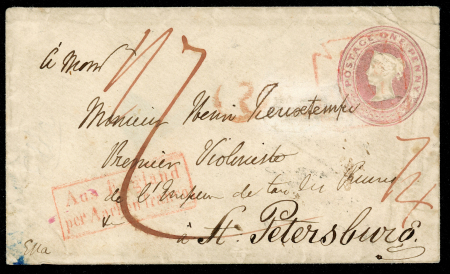 Stamp of Great Britain » Postal Stationery 1850 postal stationery envelope to St Petersburg Russia