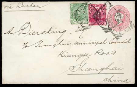 Stamp of South Africa » Cape of Good Hope 1900 Postal stationery envelope to Shanghai