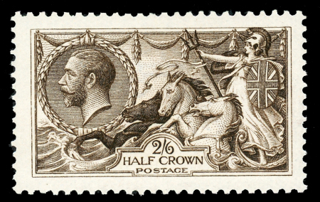 Stamp of Great Britain » King George V » 1913-19 Seahorse Issues 1913 Waterlow 2/6d. very deep sepia-brown (Vandyke brown), unused with large part original gum