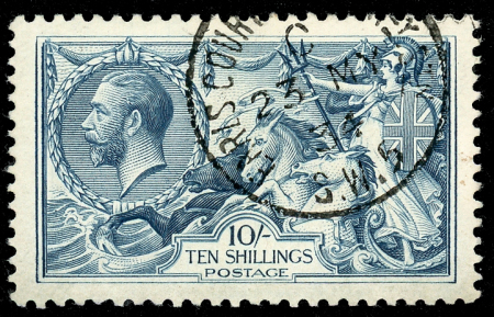 Stamp of Great Britain » King George V » 1913-19 Seahorse Issues 1919 Bradbury Wilkinson blackish blue (steel blue);