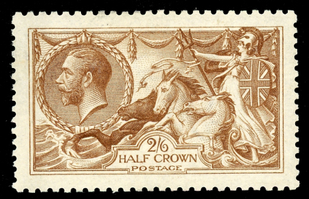 Stamp of Great Britain » King George V » 1913-19 Seahorse Issues 1915 De La Rue 2/6d. Cinnamon brown, unused with part