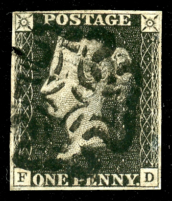 Stamp of Great Britain » 1840 1d Black and 1d Red plates 1a to 11 1840 1d. black, FD, Pl.2, good to large margins, neatly