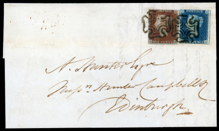 Stamp of Great Britain » 1840 2d Blue (ordered by plate number) 1840 2d. blue and 1841 1d. red used on cover