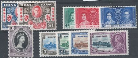 Stamp of Hong Kong 1935 Silver Jubilee, 1937 & 1953 Coronation and 1946 Victory sets