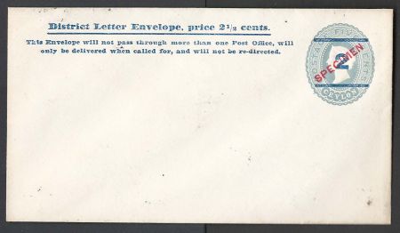 1893 2d dark blue on 5c District Letter envelope (H&G28) overprinted 'Specimen'