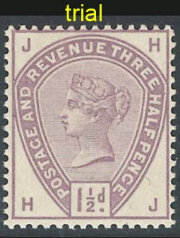 1883 1½d colour trial in lilac on buff