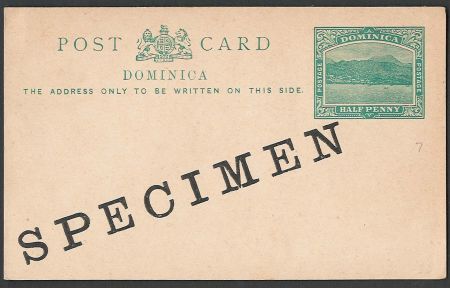 Stamp of Dominica 1903 ½d green Postal Card HG7 overprinted 'specimen' unused