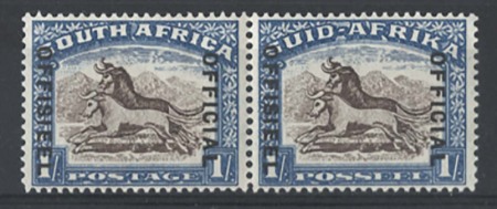 Stamp of South Africa 1935 1s Wildebeest Officials in mint horizontal pair