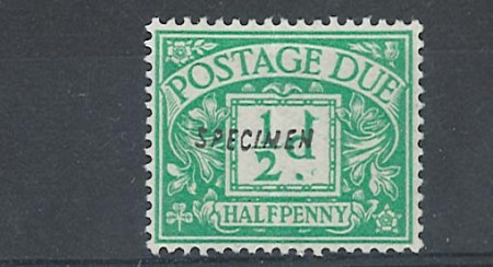 Stamp of Great Britain » Postage Dues 1914 ½d Postage Due overprinted 'Specimen' type 23, mint nh