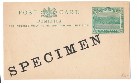 Stamp of Dominica 1903 1/2d green postal card (H&G7) with 'Specimen' overprint