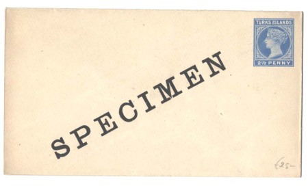 Stamp of Turks and Caicos Islands 1895 2 1/2d postal stationery envelope (H&G1a) with 'Specimen' overprint
