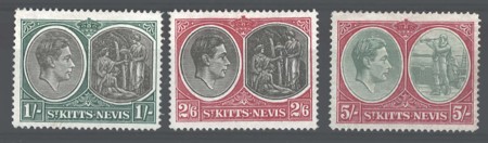 Stamp of St. Kitts-Nevis » St. Kitts-Nevis Crown Colony & Later 1938 1s to 5s perf. 14 on chalky paper, mint