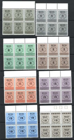 Stamp of Trinidad and Tobago 1990 $1.50-$7.35 and $19.35 National Insurance in mint nh blocks of 6