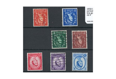 Stamp of Great Britain » Queen Elizabeth II 1958 Crown wmk inverted set of 7 values, including the scarce 2d, all used