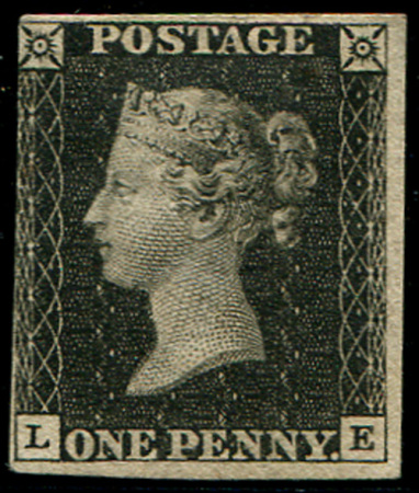 1840 1d black pl.6 LE mint, 3 good to large margins