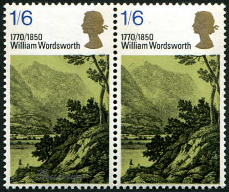 Stamp of Great Britain » Queen Elizabeth II 1970 Literary Anniv 1/6d silver omitted Grasmere on r/h copy of pair unmounted mint