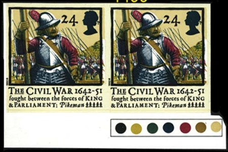 Stamp of Great Britain » Queen Elizabeth II 1992 Civil War 24p imperf pair unmounted mint bottom marginal with full traffic lights