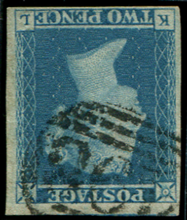 Stamp of Great Britain » 1841 2d Blue 1841 2d blue plate 3 KL wmk inverted very fine used, good-huge margins, neat 498 Manchester numeral