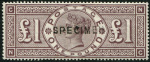 Stamp of Great Britain » 1855-1900 Surface Printed » 1883-84 & 1888 High Values 1884 £1 brown crowns ovpt Specimen type 11 unmounted mint, deep shade, perfectly centred, rare this fine