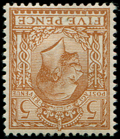 1912 5d Yellow-Brown with wmk inverted, mint nh