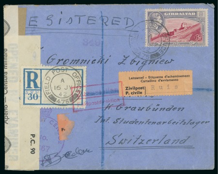 Stamp of Large Lots and Collections British Empire: 1893 -1972 Group of 53 covers/postal stationery all addressed to Switzerland
