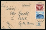 1942-43 German Empire fieldpost WW II - 5 cpl. parcel addresses  with admission adhesives