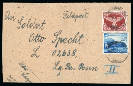 Stamp of Germany » Fieldpost WW II 1942-43 German Empire fieldpost WW II - 5 cpl. parcel addresses  with admission adhesives