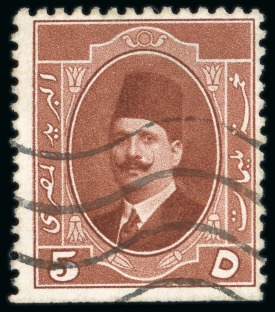 Stamp of Egypt » Booklets » King Fouad - The First Portrait Issue (Nile Post SB9) 120m. booklet: single booklet stamp of the 5m. red-brown,