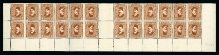 120m. booklet: 5m red-brown, mint nh top sheet marginal block of 24 printed for booklets